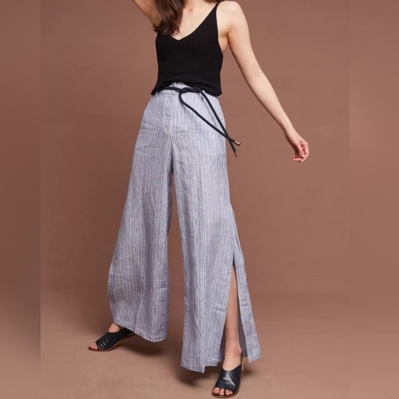 Anthropologie Elevenses High Waist Wide Split Leg
Linen Pants NWT Size 0 - Picture 2 of 13